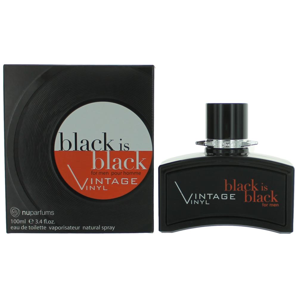 Black is Black Vintage Vinyl by NuParfums 3.4 oz Eau de Toilette Spray Cologne for Men