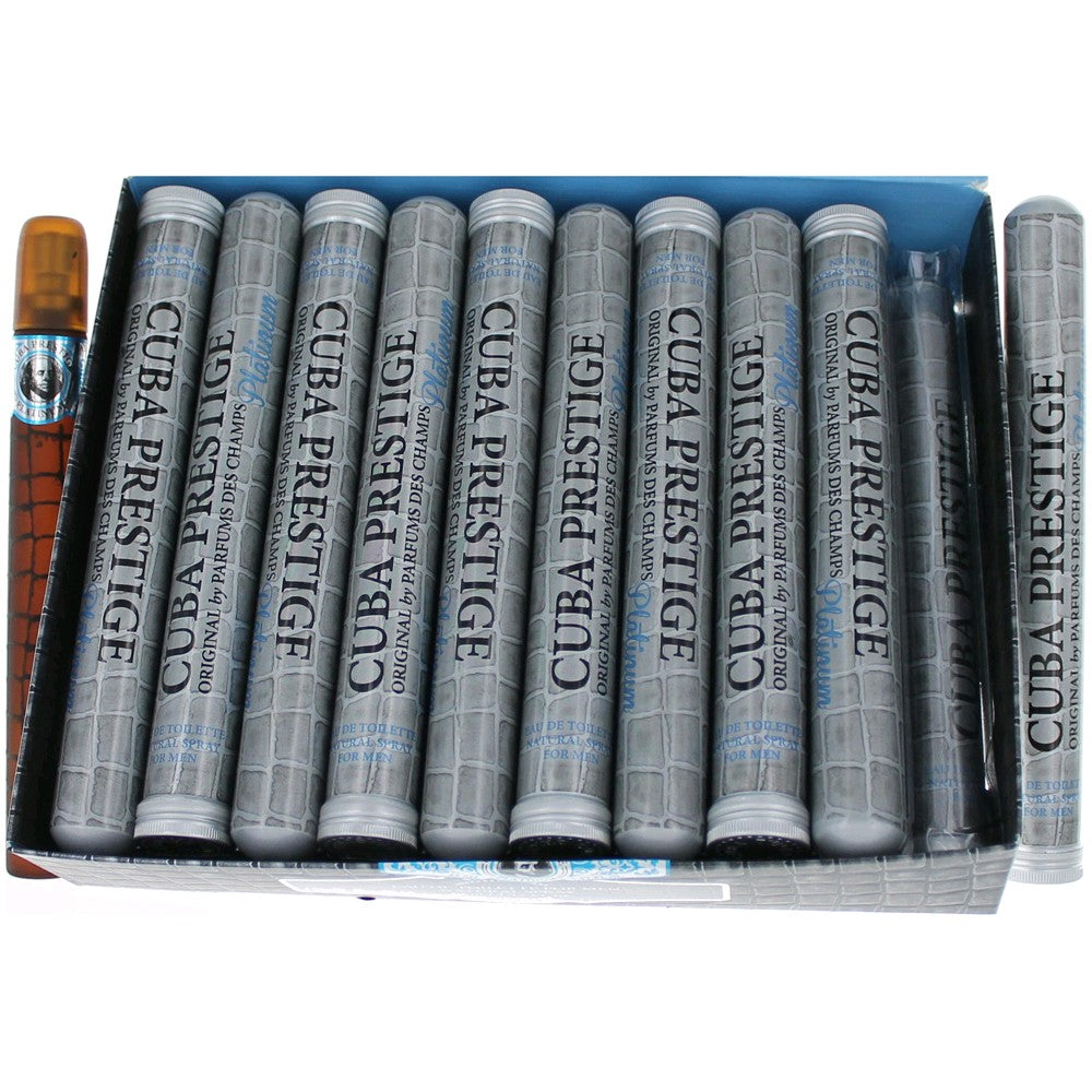 Cuba Prestige Platinum by Cuba 1.17 oz Eau de Toilette Spray Cologne for Men. Pack of 20