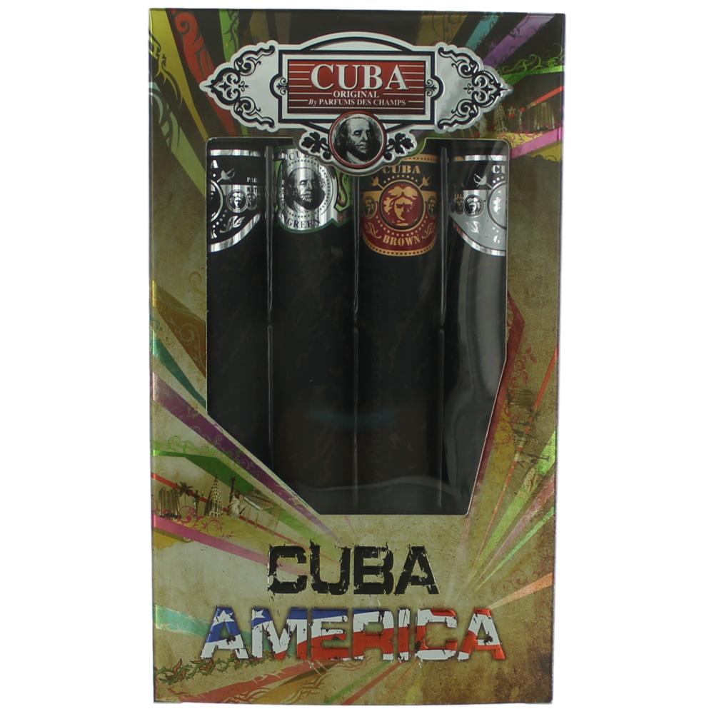 Cuba America by Cuba 4 Piece Gift Set Men with Black Grey Green & Brown