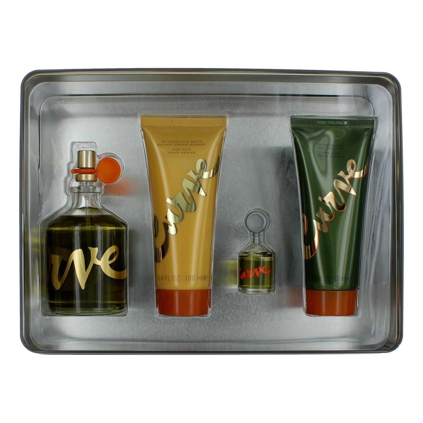 Curve by Liz Claiborne 4 Piece Gift Set Men with 4.2 oz In A Tin Box