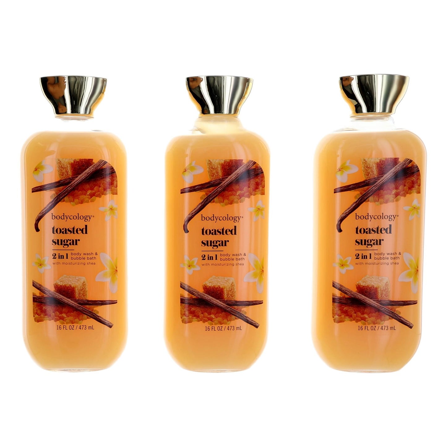 Toasted Sugar by Bodycology 3 Pack 16 oz 2 in 1 Body Wash & Bubble Bath Women