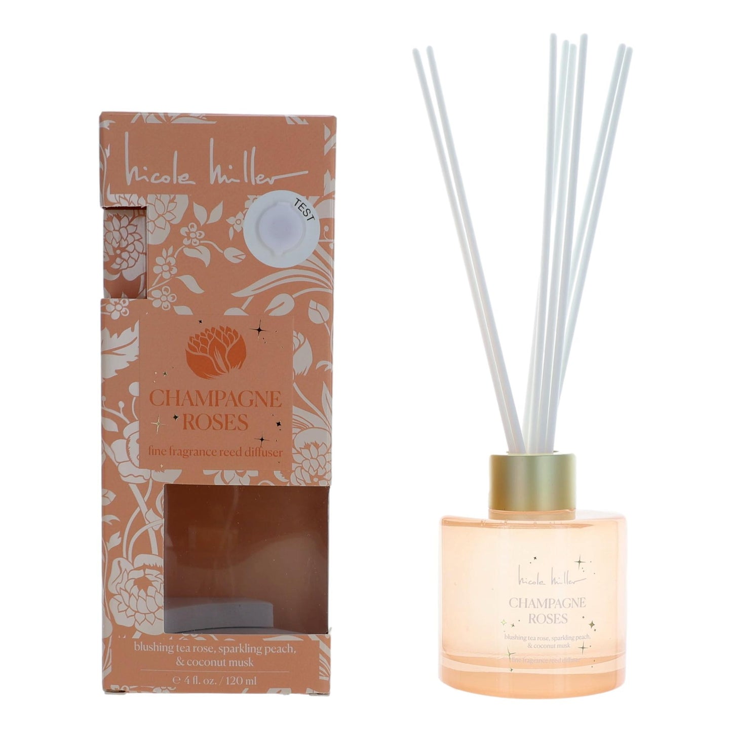 Champagne Rose by Nicole Miller 4 oz Reed Diffuser - Champagne Roses
