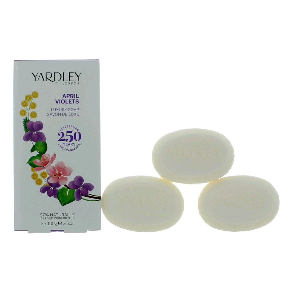 Yardley April Violets by Yardley of London 3 x 3.5 oz Luxury Soap Women