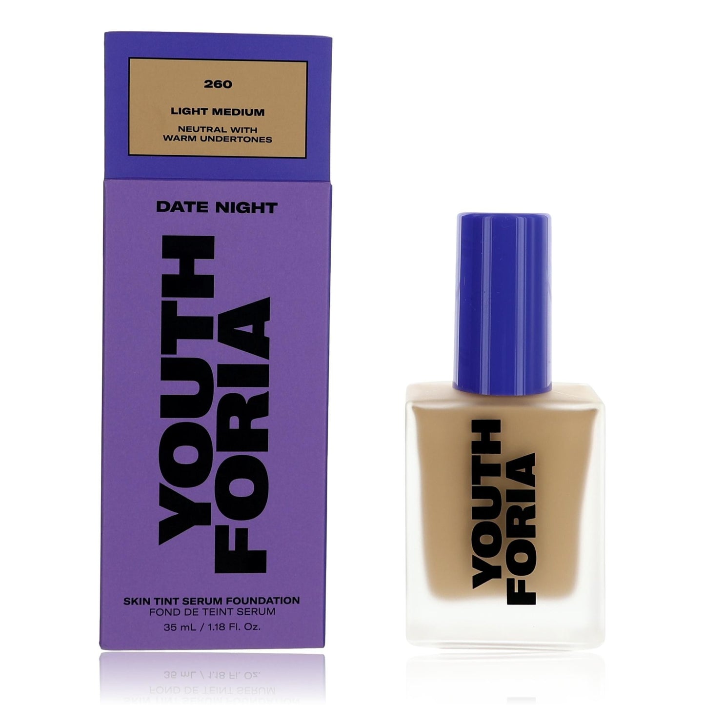 Date Night by Youthforia 1.18 oz Skin Tint Serum Foundation- 260 Light Medium