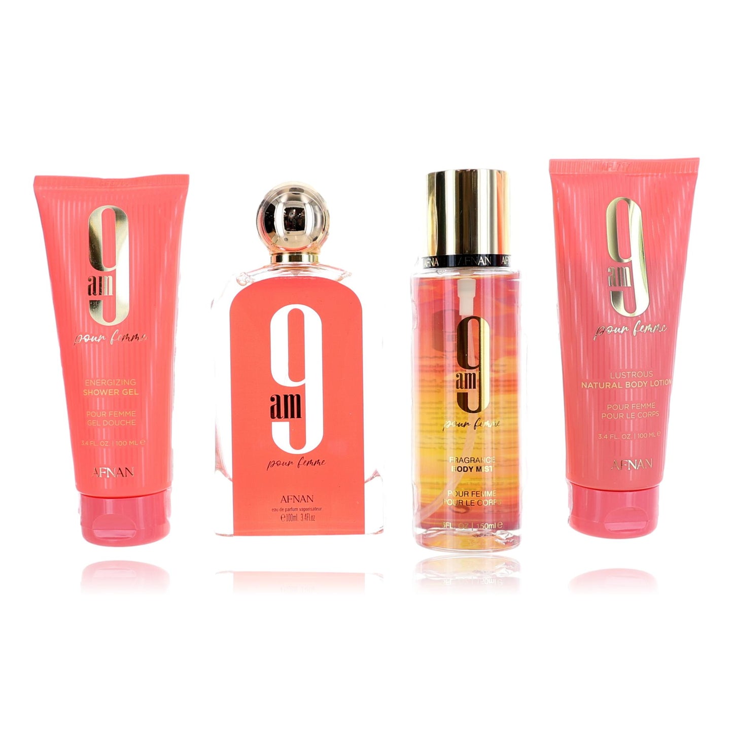 9 AM Pour Femme by Afnan 4 Piece Gift Set for Women