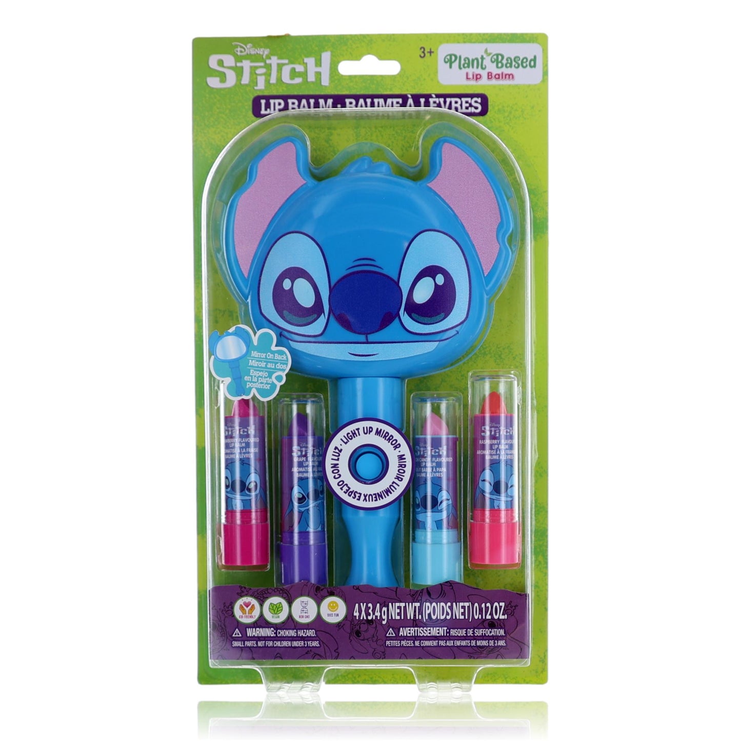 Stitch Light Up Mirror & Lip Balms by Disney 5 Piece Cosmetic Set for Kids