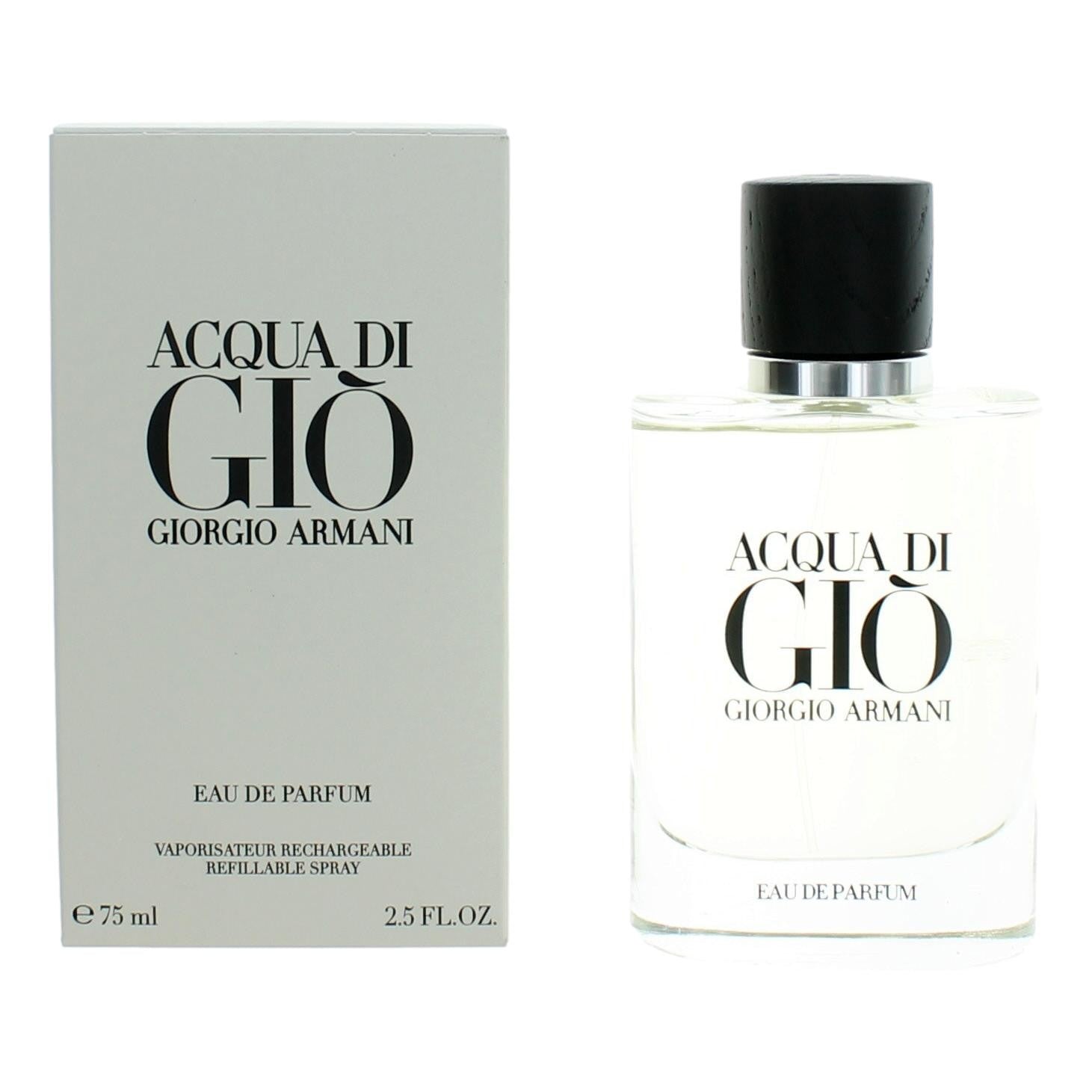 Acqua Di Gio by Giorgio Armani 2.5 oz Eau de Parfum Spray Refillable Cologne for Men