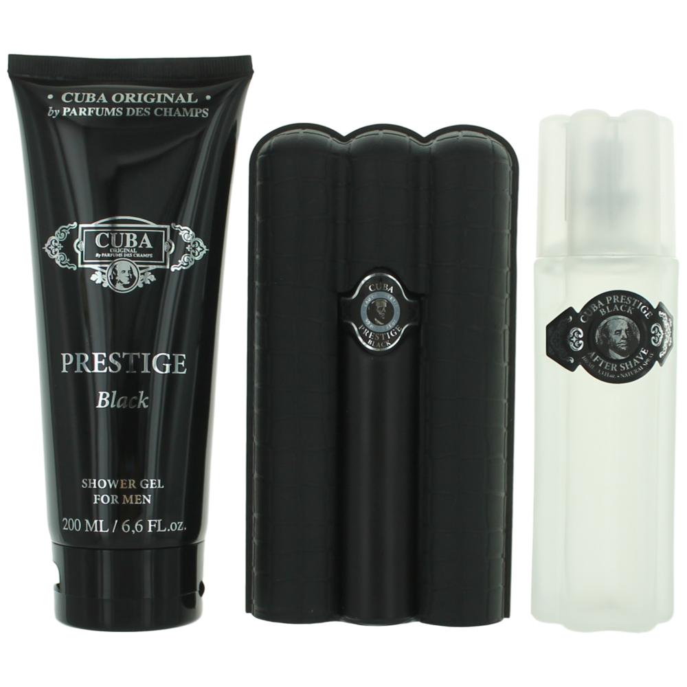 Cuba Prestige Black by Cuba 3 Piece Gift Set for Men