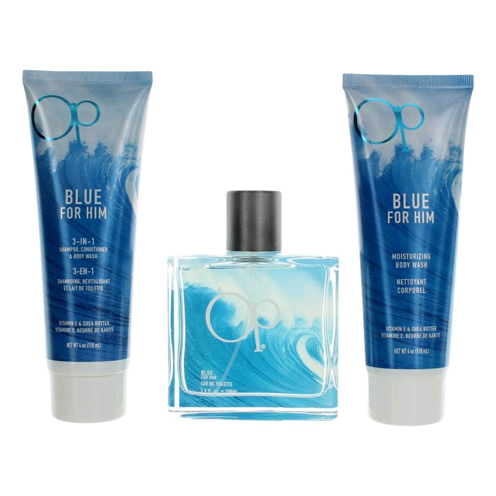 OP Blue by Ocean Pacific 3 Piece Gift Set for Men