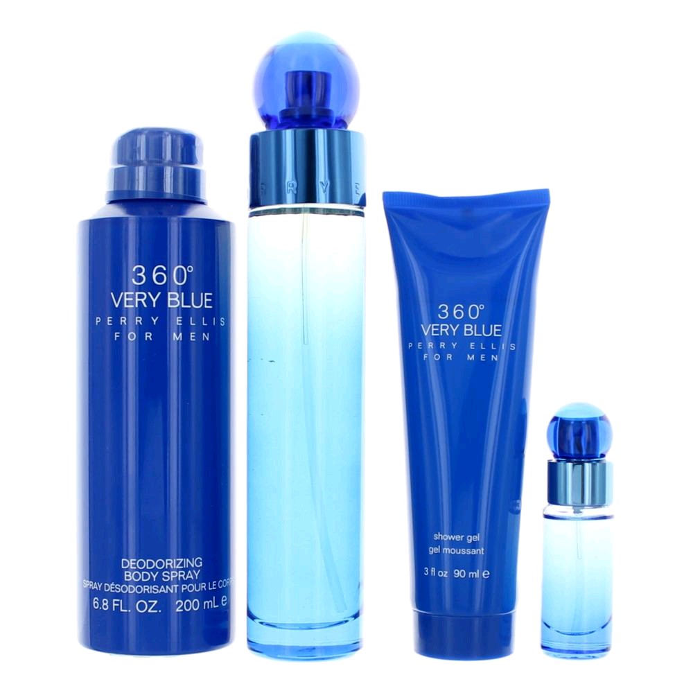 Perry Ellis 360 Very Blue by Perry Ellis 4 Piece Gift Set for Men