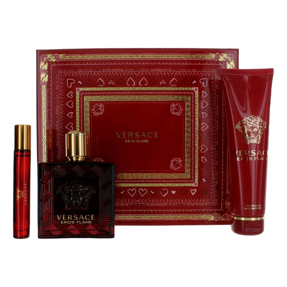 Eros Flame by Versace 3 Piece Gift Set for Men