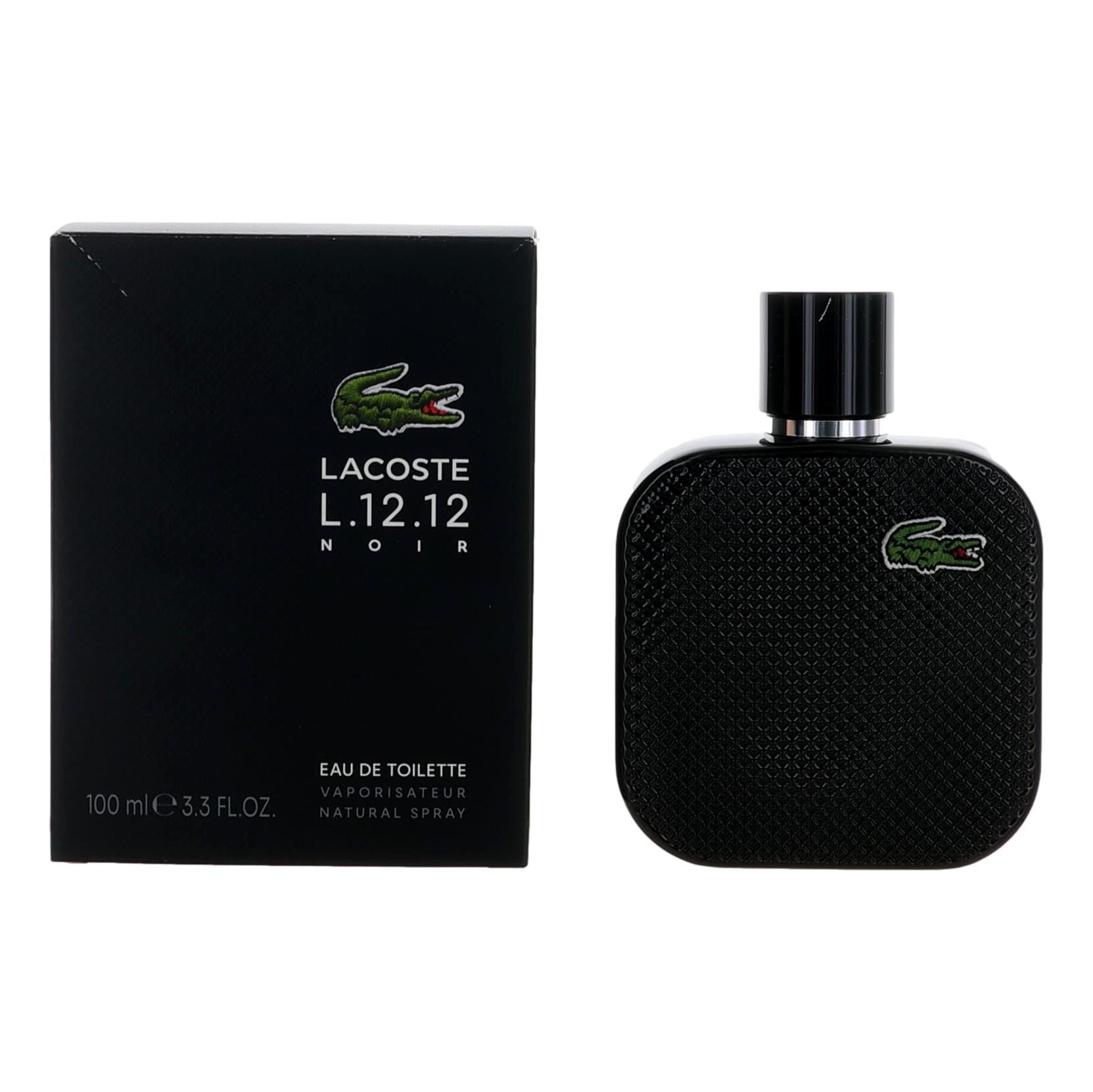 Lacose L. 12.12 Black Noir by Lacoste 3.3 oz Eau de Toilette Spray Cologne for Men