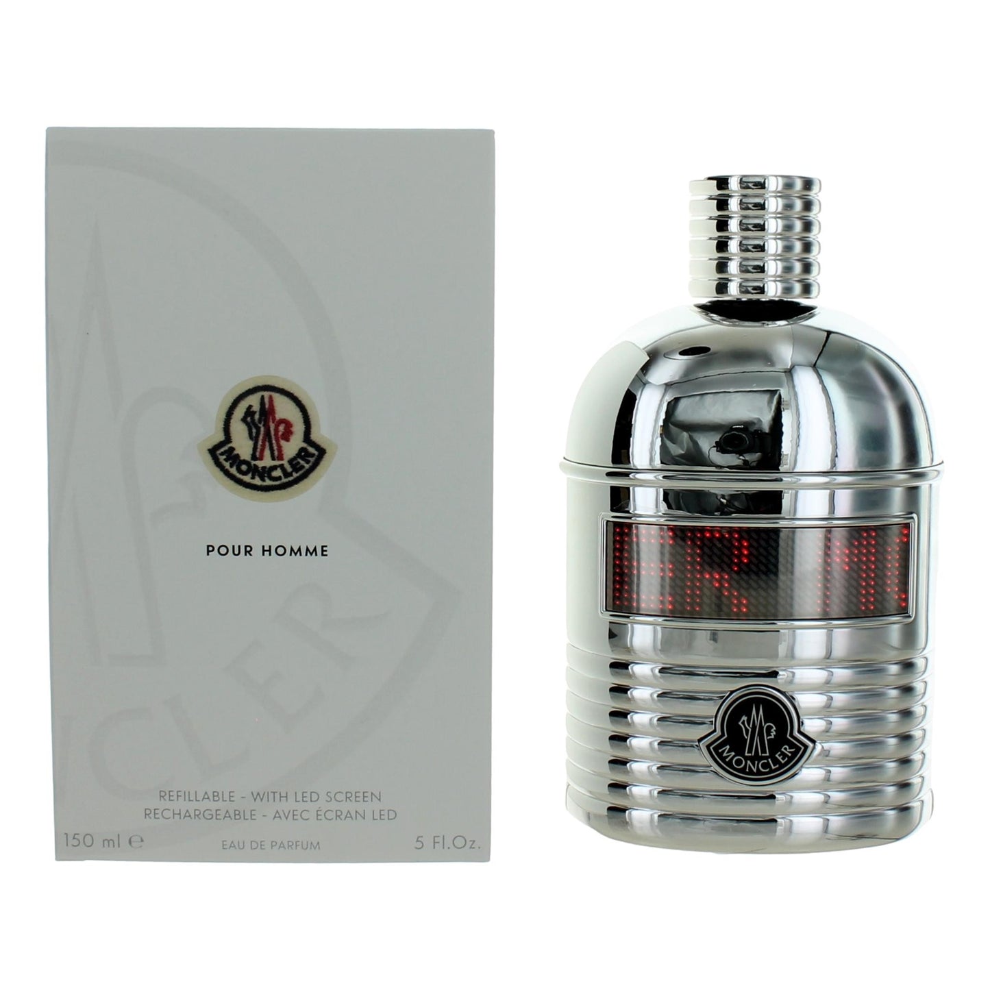 Moncler Pour Homme by Moncler 5 oz Refillable Eau de Parfum Spray Cologne for Men with LED Screen