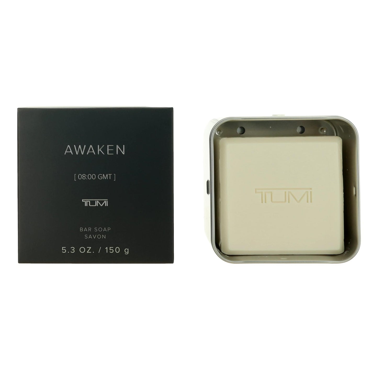 Awaken [08:00 GMT] by Tumi 5.3 oz Bar Soap Men with Aluminum Case.