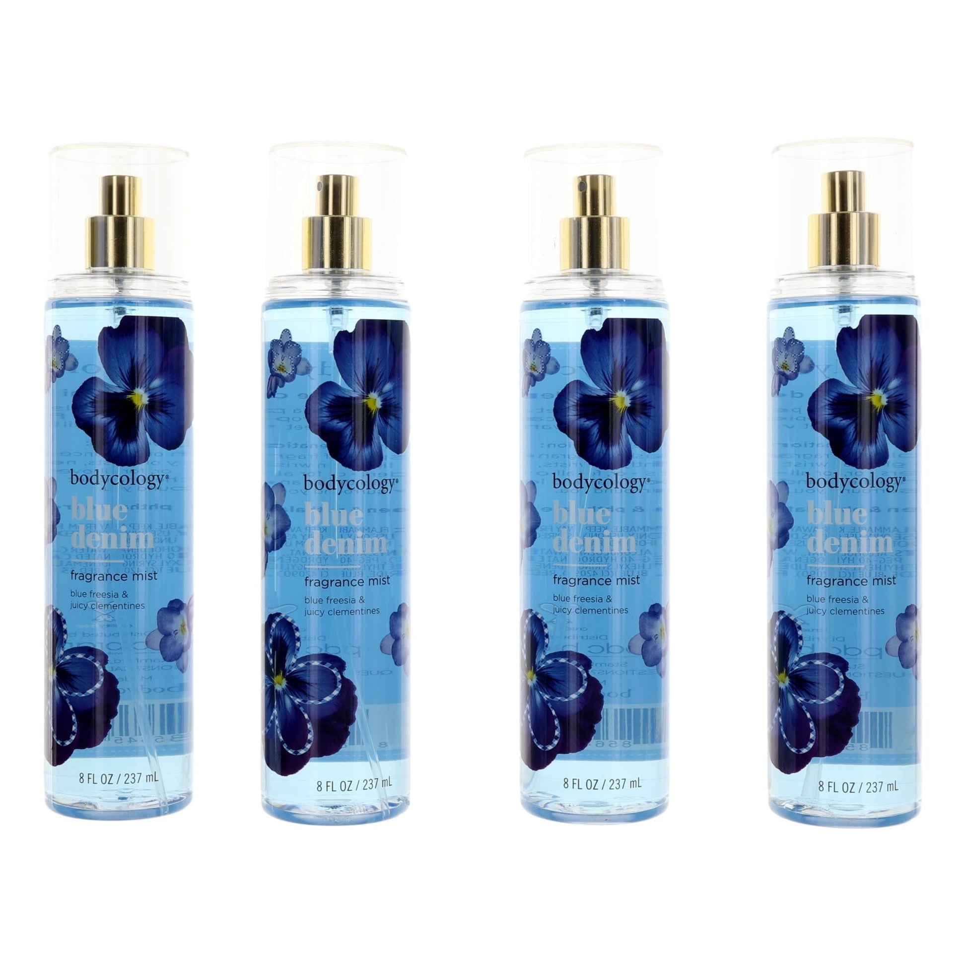 Blue Denim by Bodycology 4 Pack 8 oz Fragrance Mist for Women