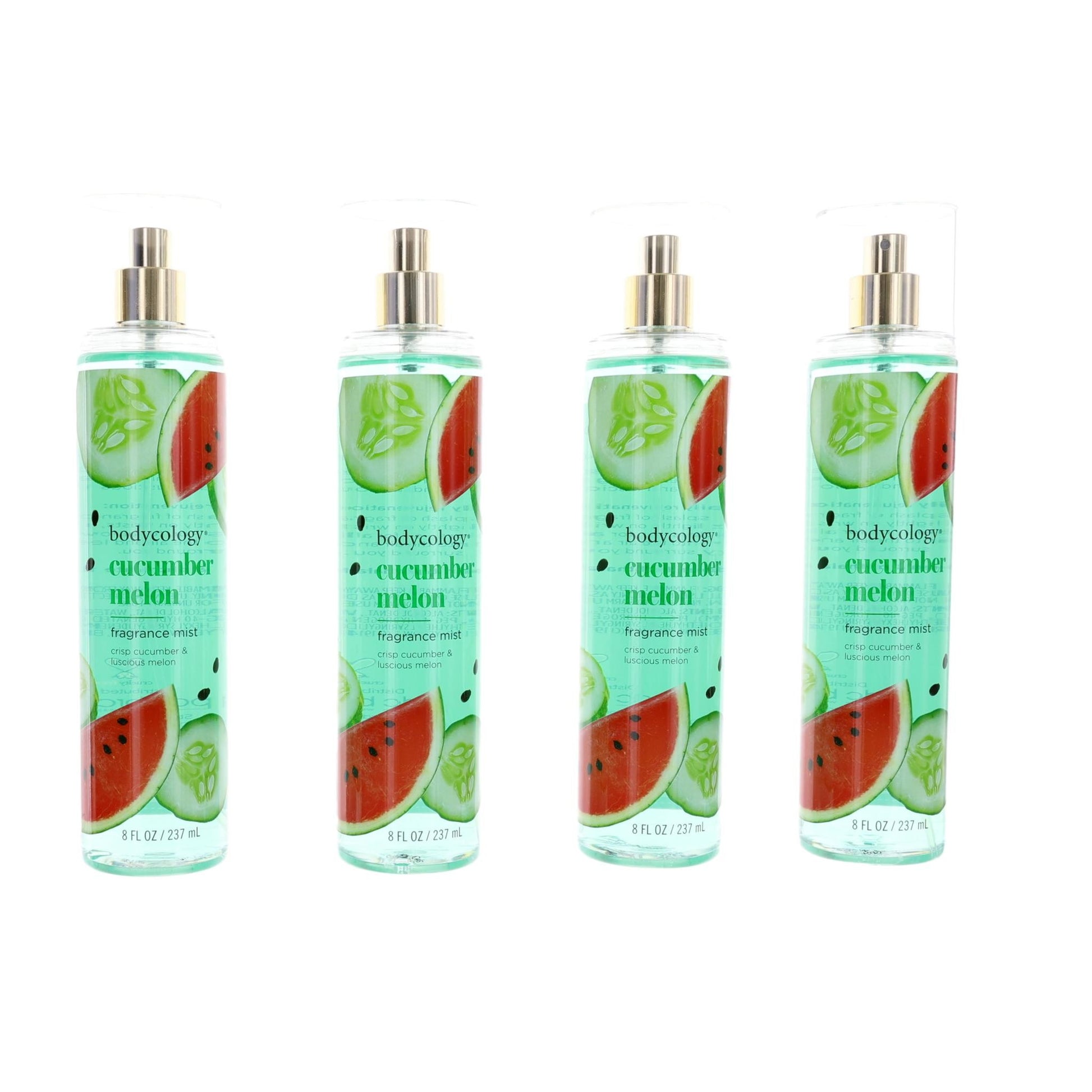 Cucumber Melon by Bodycology 4 Pack 8 oz Fragrance Mist for Women
