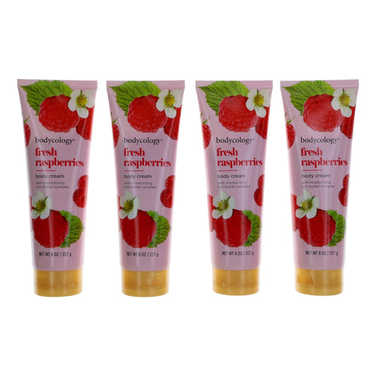 Fresh Raspberries by Bodycology 4 Pack 8 oz Moisturizing Body Cream Women