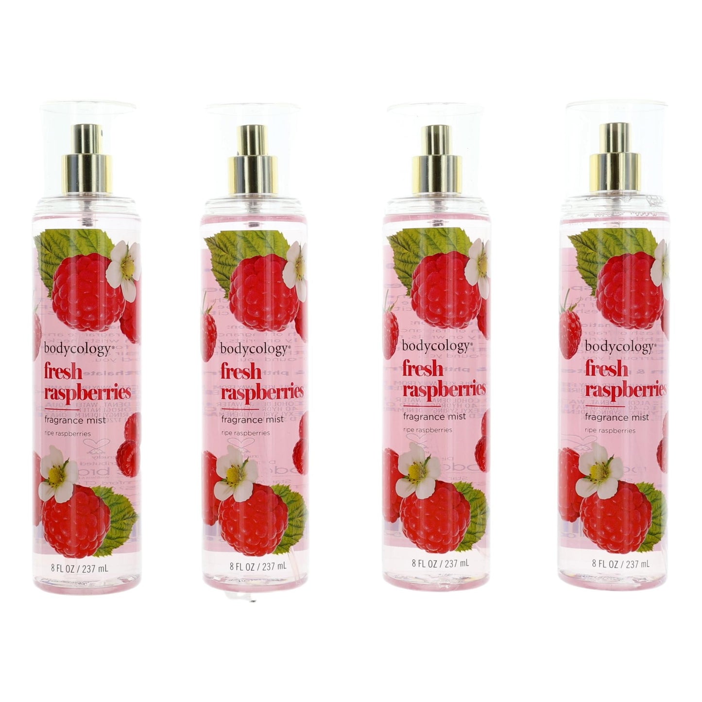 Fresh Raspberries by Bodycology 4 Pack 8 oz Fragrance Mist for Women