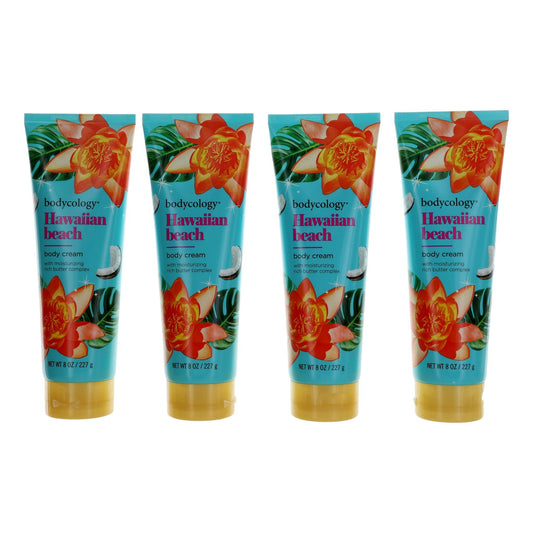 Hawaiian Beach by Bodycology,4 Pack 8 oz Moisturizing Body Cream Women