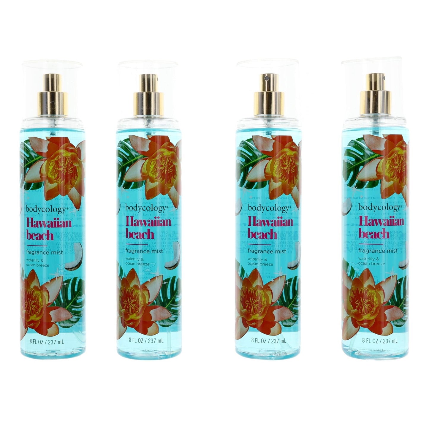 Hawaiian Beach by Bodycology 4 Pack 8 oz Fragrance Mist for Women
