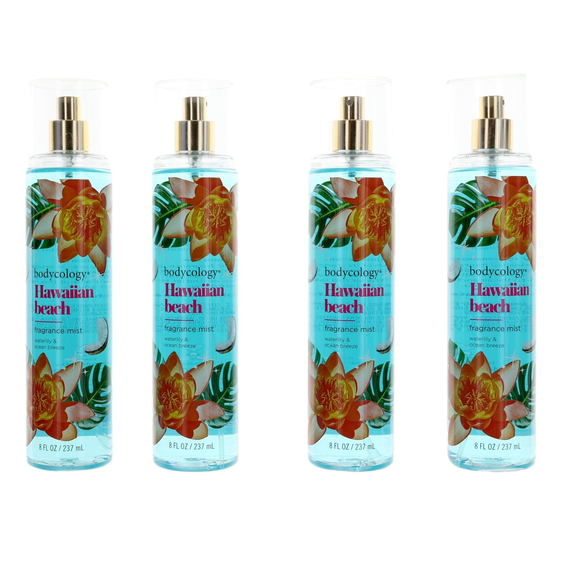 Hawaiian Beach by Bodycology 4 Pack 8 oz Fragrance Mist for Women