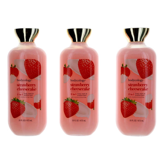 Strawberry Cheesecake 3 Pack 16 oz 2 in 1 Body Wash & Bubble Bath Women