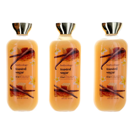 Toasted Sugar by Bodycology 3 Pack 16 oz 2 in 1 Body Wash & Bubble Bath Women