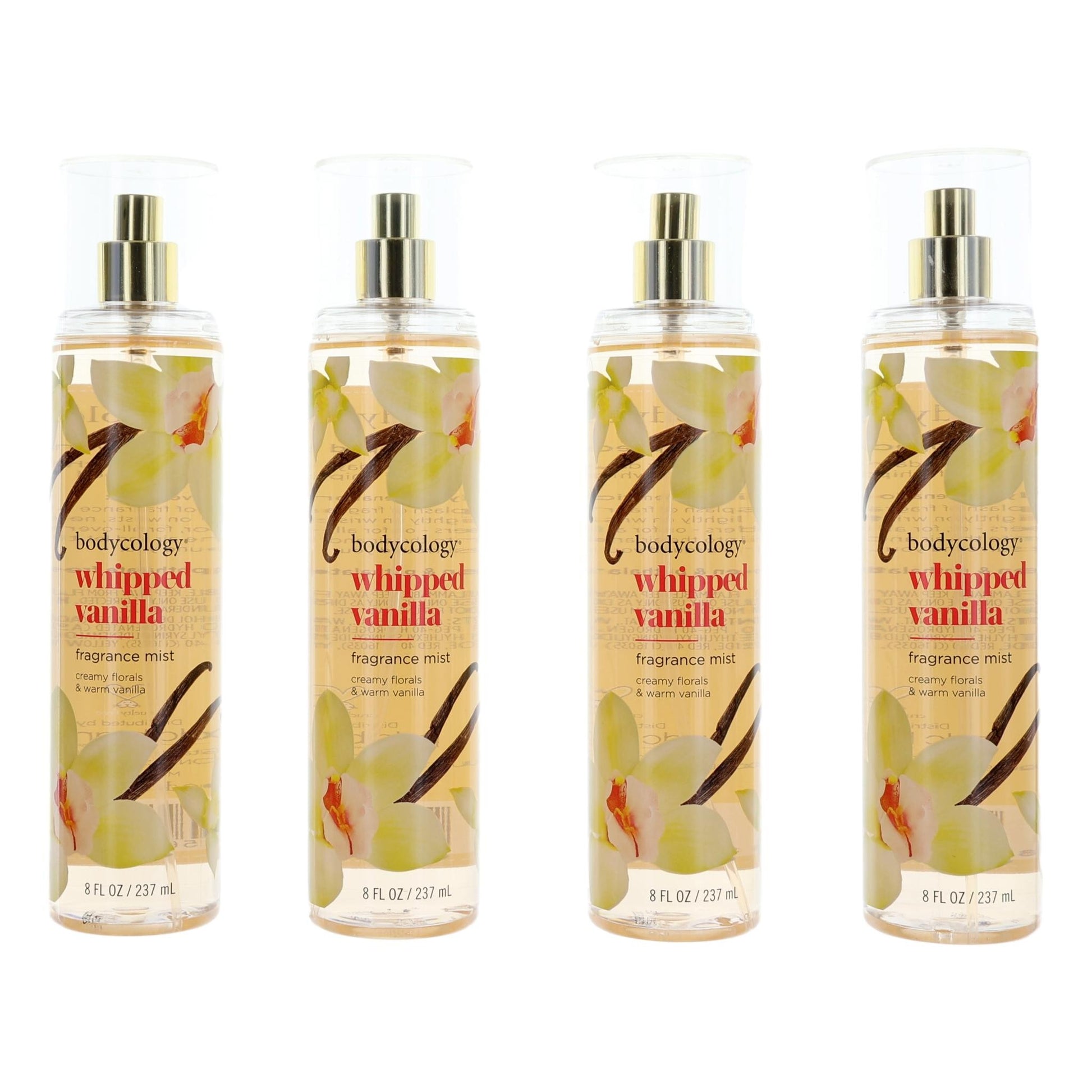 Whipped Vanilla by Bodycology 4 Pack of 8 oz Fragrance Mist for Women