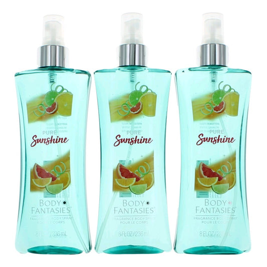 Pure Sunshine by Body Fantasies 3 Pack 8 oz Fragrance Body Spray for Women
