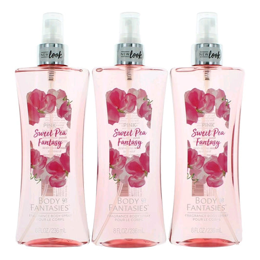 Pink Sweet Pea Fantasy by Body Fantasies 3 Pack 8 oz Fragrance Body Spray for Women
