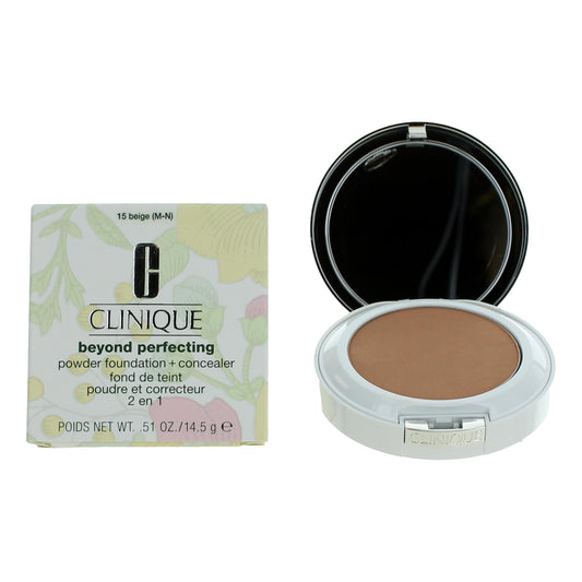 Clinique Beyond Perfecting by Clinique .51 oz Powder Foundation + Concealer- 15 Beige