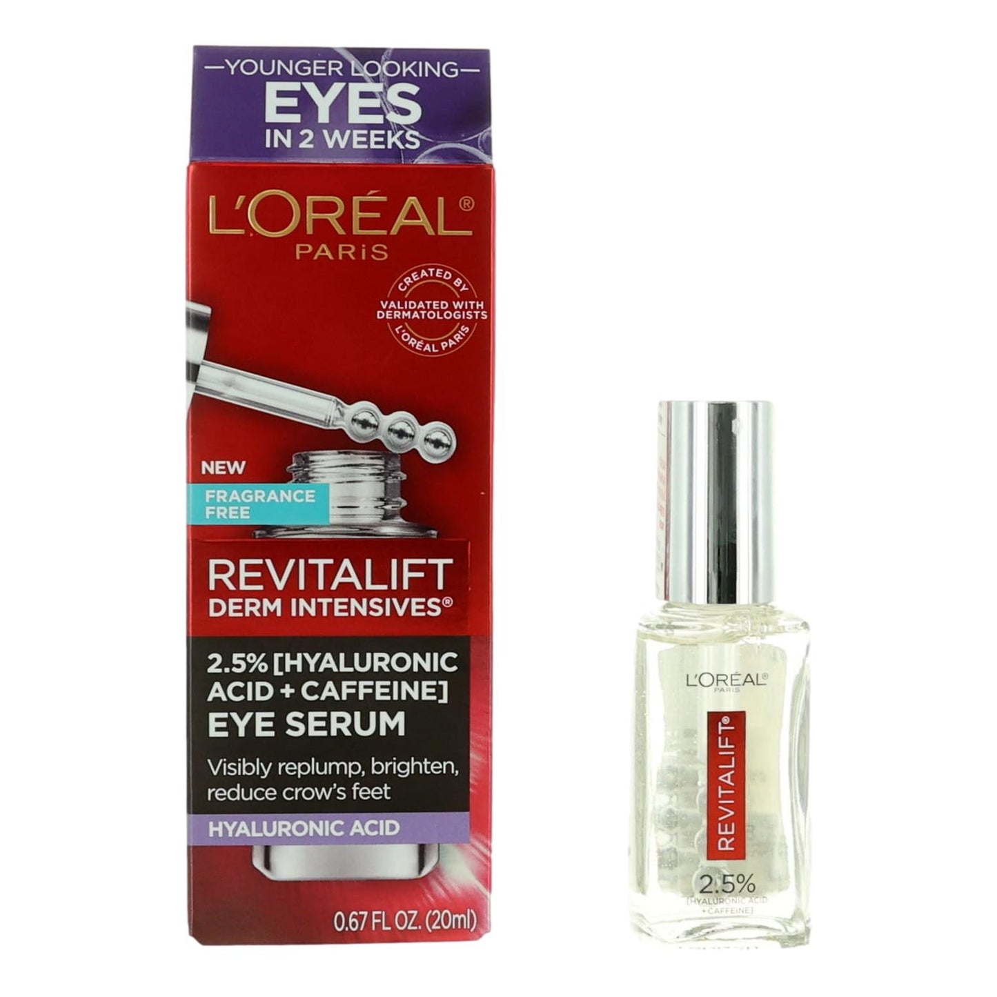 L'Oreal Revitalift Derm Intensives 0.67 oz Hyaluronic Acid + Caffeine Eye Serum