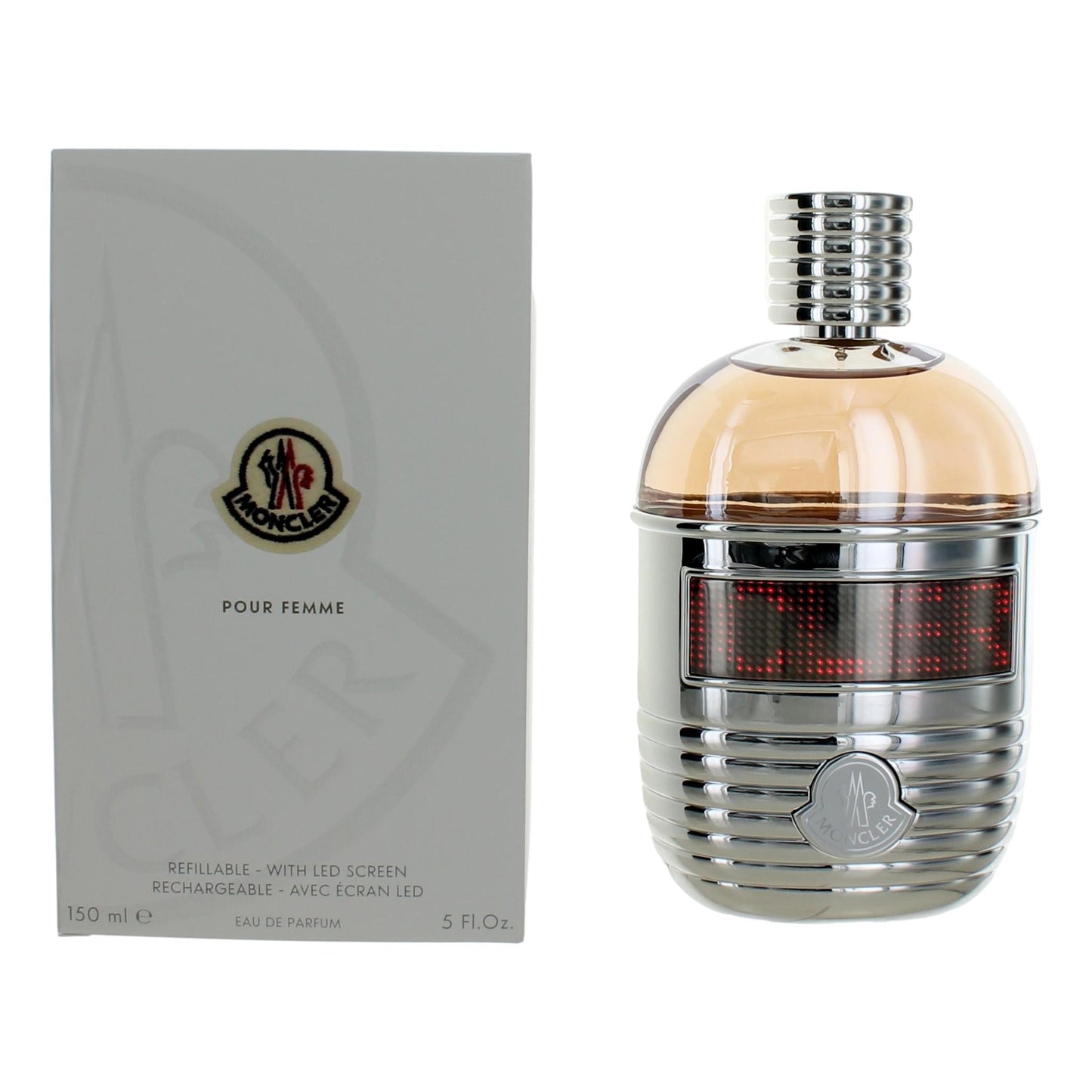 Moncler Pour Femme by Moncler 5 oz Refillable Eau de Parfum Spray Perfume for Women with LED Screen