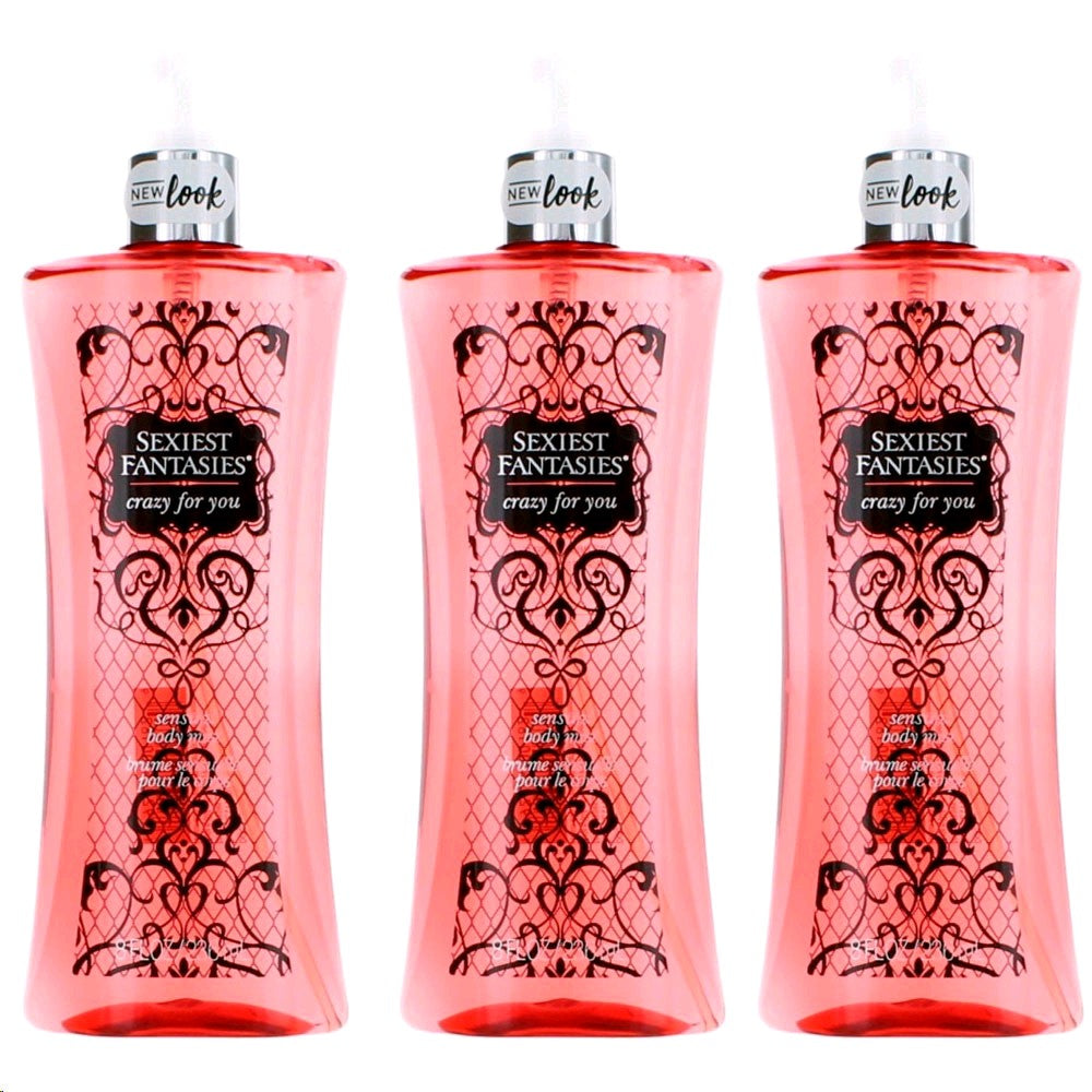 Sexiest Fantasies Crazy for You by Parfums De Coeur 3 Pack 8 oz Body Mist Women