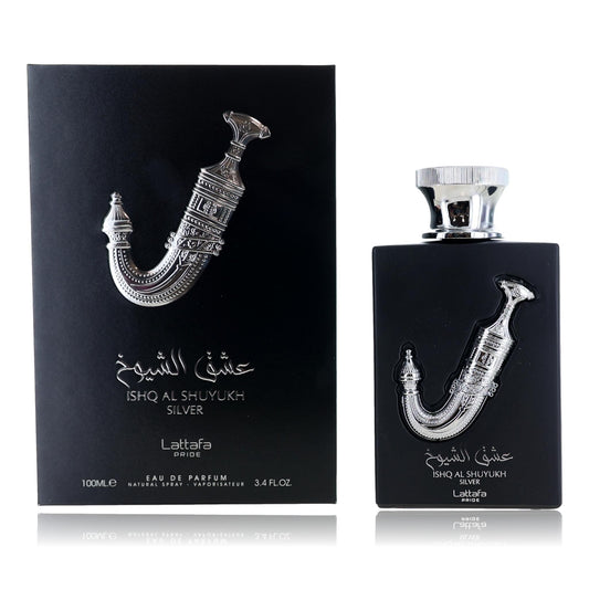 Ishq Al Shuyukh Silver by Lattafa 3.4 oz Eau de Parfum Spray Perfume for Unisex