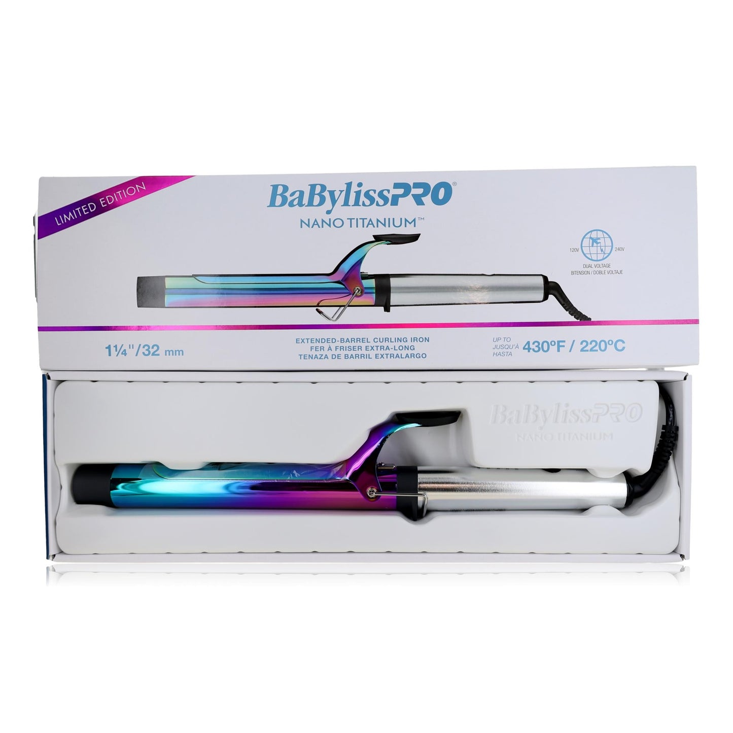 Nano Titanium Extended Barrel Curling Iron by BaBylissPRO 1 1/4" 