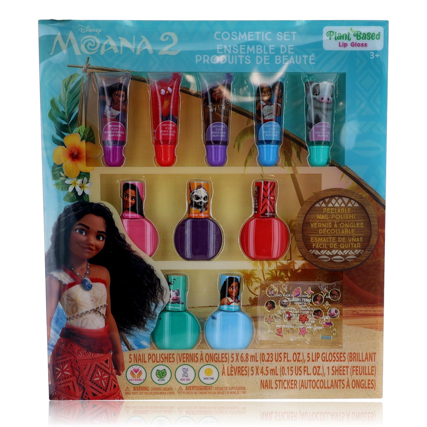 Moana Lip & Nail Cosmetic Set by Disney 11 Piece Set for Kids