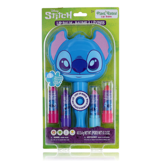 Stitch Light Up Mirror & Lip Balms by Disney 5 Piece Cosmetic Set for Kids