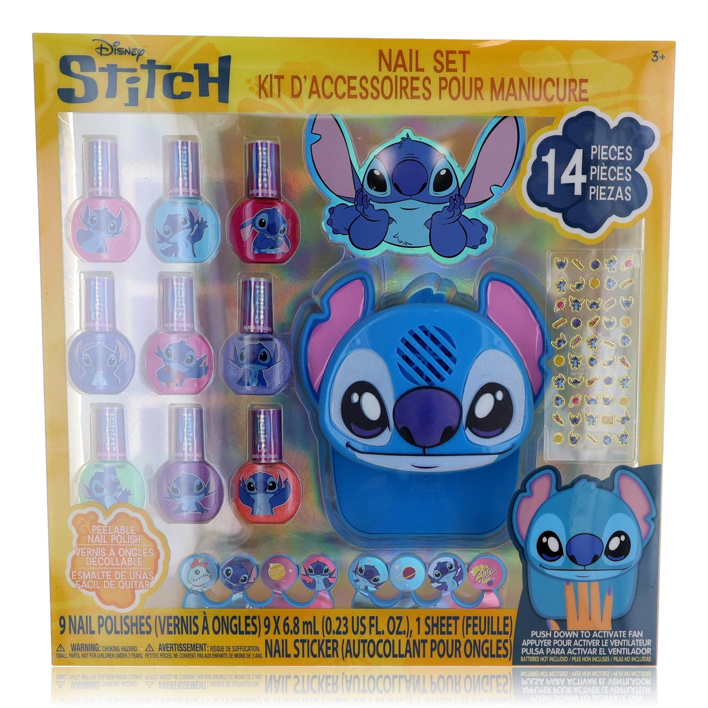 Stitch Nail Set with Nail Dryer by Disney 14 Piece Set for Kids